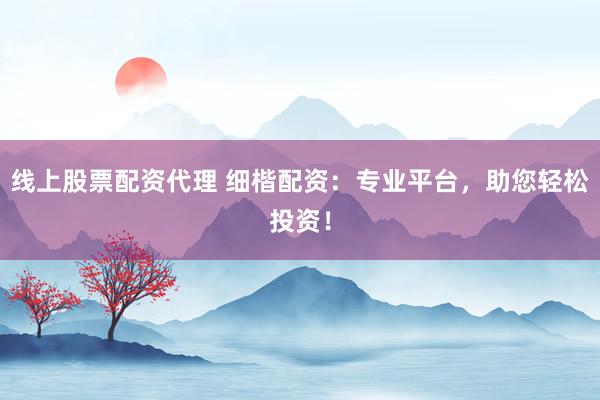 线上股票配资代理 细楷配资：专业平台，助您轻松投资！