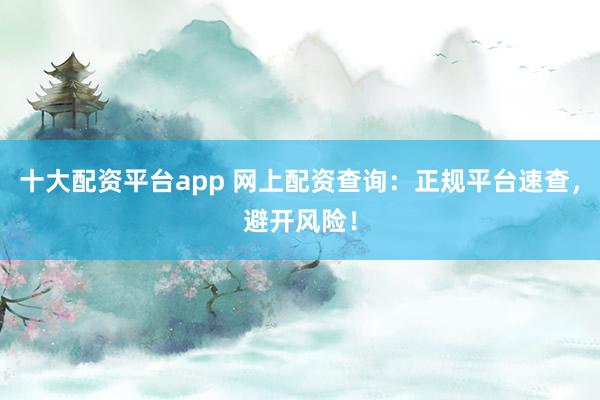 十大配资平台app 网上配资查询：正规平台速查，避开风险！