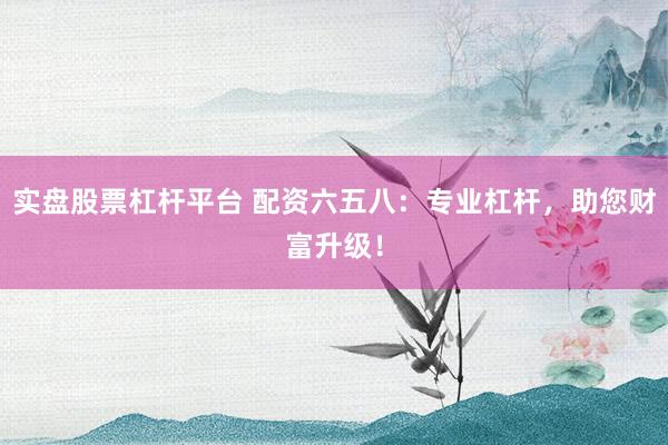 实盘股票杠杆平台 配资六五八：专业杠杆，助您财富升级！