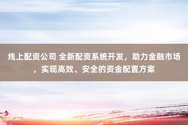 线上配资公司 全新配资系统开发，助力金融市场，实现高效、安全的资金配置方案