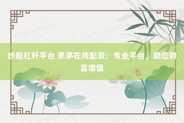 炒股杠杆平台 思茅在线配资:专业平台,助您财富增值