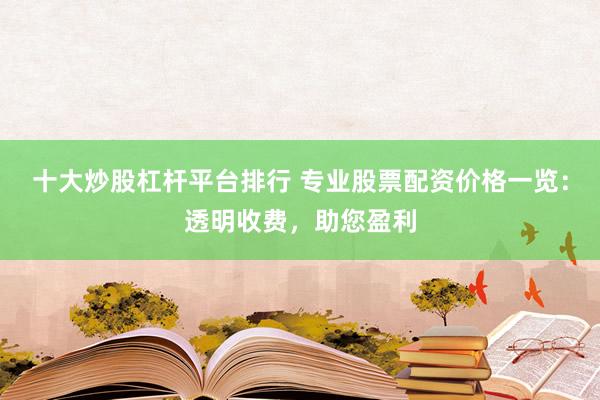 十大炒股杠杆平台排行 专业股票配资价格一览：透明收费，助您盈利