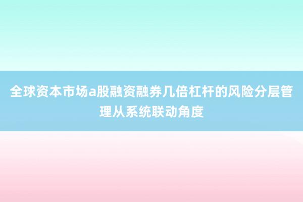 全球资本市场a股融资融券几倍杠杆的风险分层管理从系统联动角度