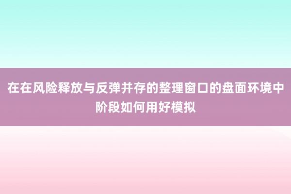 在在风险释放与反弹并存的整理窗口的盘面环境中阶段如何用好模拟