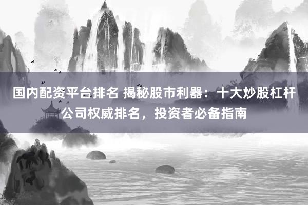 国内配资平台排名 揭秘股市利器：十大炒股杠杆公司权威排名，投资者必备指南