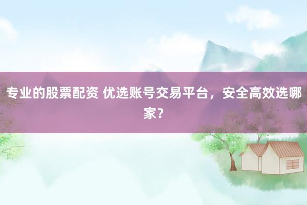 专业的股票配资 优选账号交易平台，安全高效选哪家？
