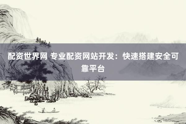 配资世界网 专业配资网站开发：快速搭建安全可靠平台