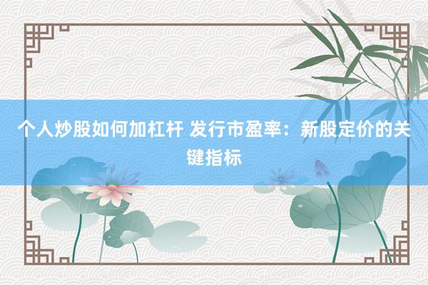 个人炒股如何加杠杆 发行市盈率：新股定价的关键指标