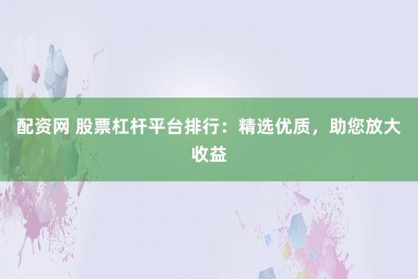 配资网 股票杠杆平台排行：精选优质，助您放大收益