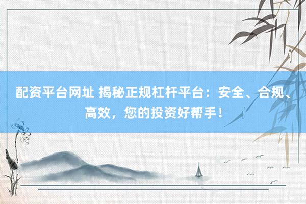 配资平台网址 揭秘正规杠杆平台：安全、合规、高效，您的投资好帮手！