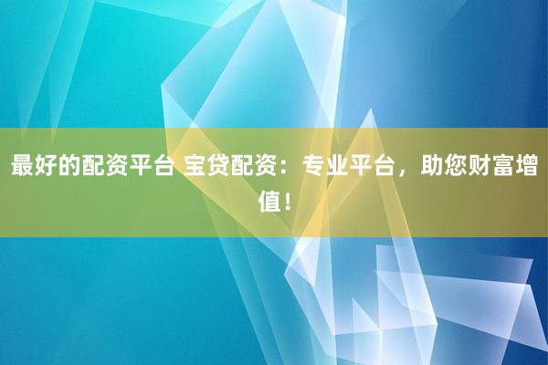 最好的配资平台 宝贷配资：专业平台，助您财富增值！