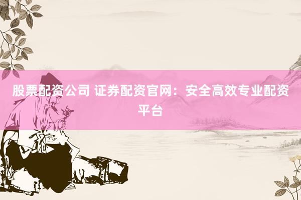 股票配资公司 证券配资官网：安全高效专业配资平台